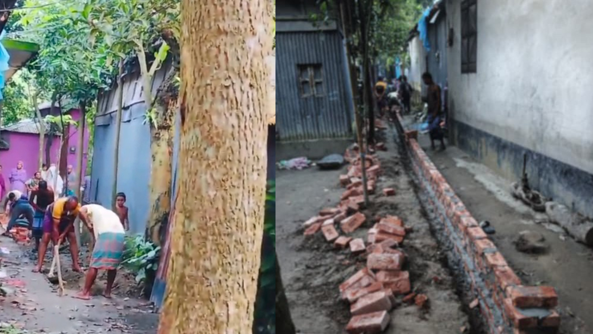 প্রশাসনের নির্দেশ অমান্য করে রাস্তার ওপর দেয়াল নির্মাণের অভিযোগ
